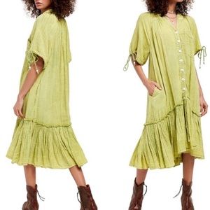 Free People Maya Shirt Dress in Bright Green XS